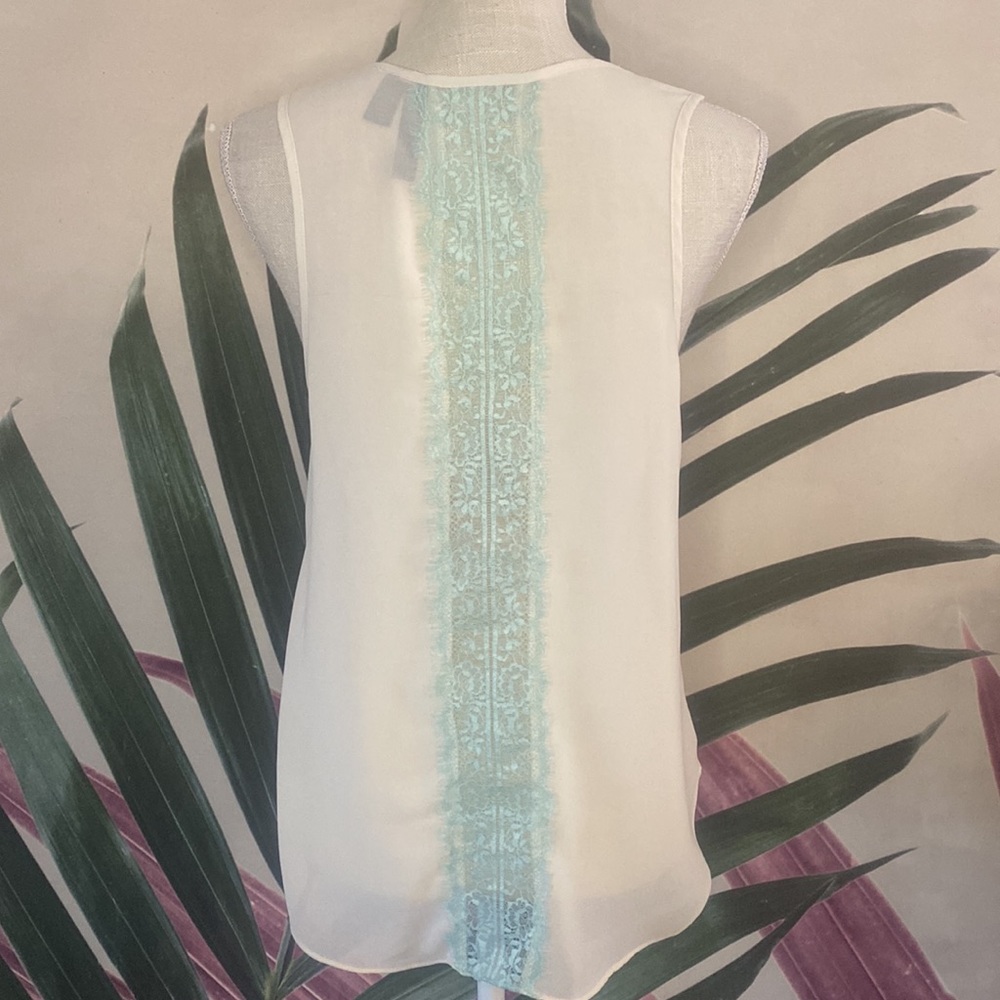 Fun & Flirt Sleeveless Blouse with Lace Panel